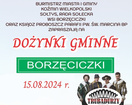  Zaproszenie na Dożynki Gminne w Borzęciczkach 